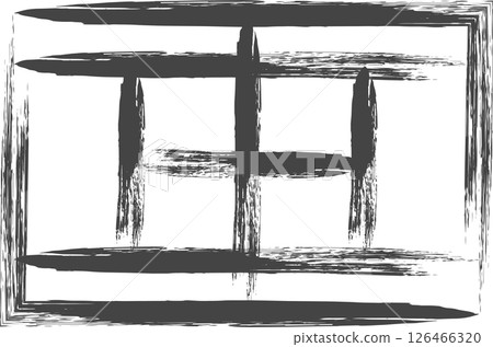 毛筆繪製的與運動相關的單一圖示：網球場 126466320