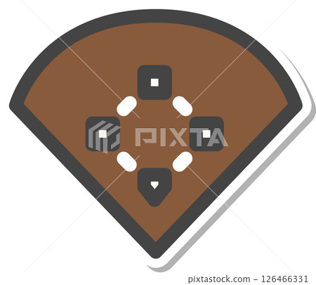 Sticker-style sports-related single icon: Baseball court 126466331