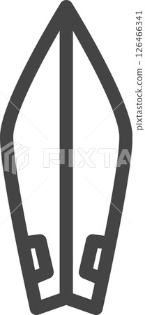 Line drawing sports related single icon: surfboard Line drawing sports related single icon: surfboard 126466341