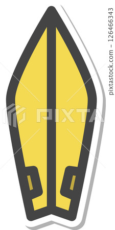 Sticker-style sports-related single icon: surfboard 126466343