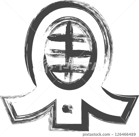 Brush-drawn sports-related single icon Kendo equipment 126466489