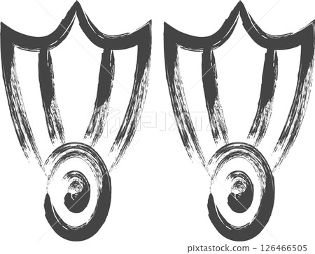 Sports-related brush-drawn single icon: flippers Sports-related brush-drawn single icon: flippers 126466505