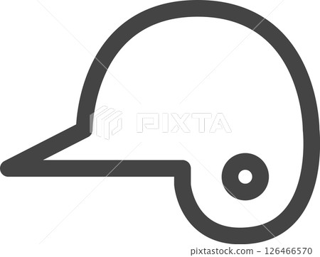 Line drawing sports related single icon Baseball helmet Line drawing sports related single icon Baseball helmet 126466570