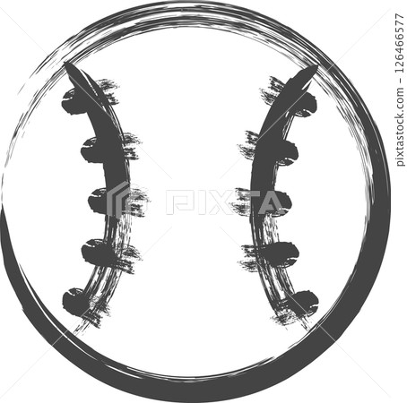 Brush-written sports-related single icon: Baseball ball Brush-written sports-related single icon: Baseball ball 126466577