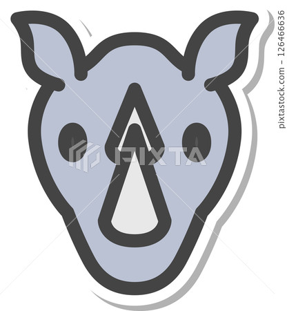 貼紙式動物圖示：犀牛 126466636