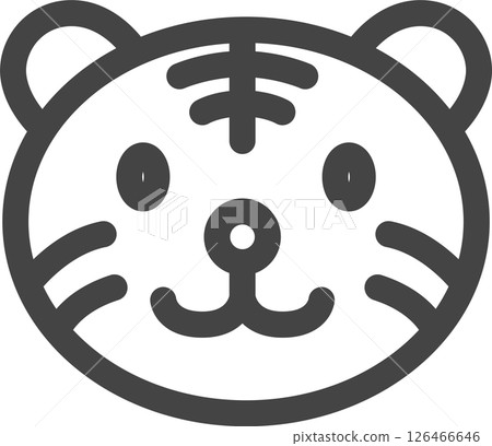 線條畫動物單一圖示：老虎 126466646