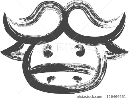 毛筆畫動物圖示：水牛 126466661