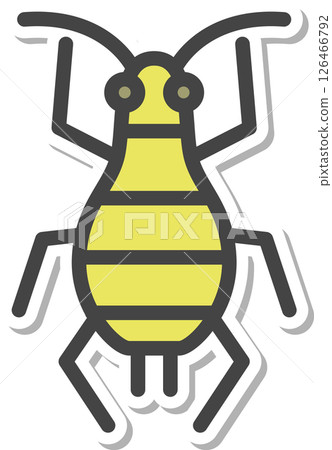 Sticker-style mini insect icon: Aphid 126466792