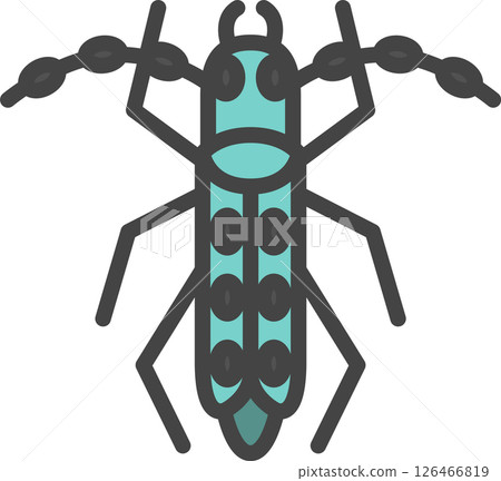 Color mini insect single icon: Longhorn beetle Color mini insect single icon: Longhorn beetle 126466819
