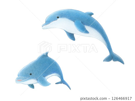 跳躍的海豚色鉛筆畫 126466917