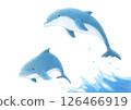 跳躍的海豚色鉛筆畫 126466919