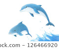 跳躍的海豚色鉛筆畫 126466920