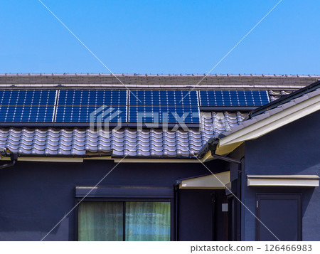 Japanese-style solar-powered renewable energy house 126466983
