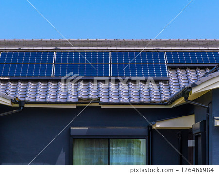 Japanese-style solar-powered renewable energy house 126466984