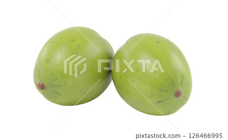 Fresh green coconuts on a transparent background, evoking a tropical summer beach vacation vibe 126466995