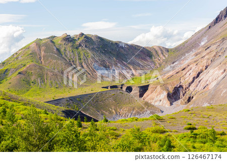 Usu volcano crater 126467174
