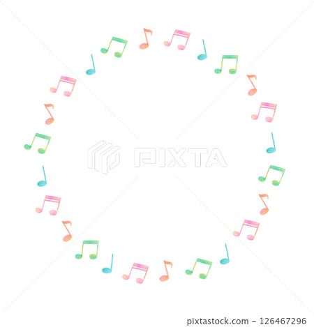 彩色音符音樂水彩畫可愛插畫框 126467296