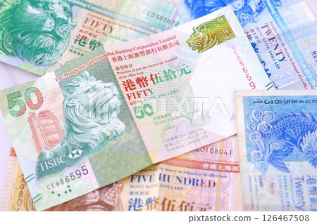 Hong Kong currency, Hong Kong dollar (HKD) banknotes Hong Kong currency, Hong Kong dollar (HKD) banknotes 126467508