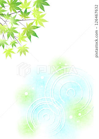藍色楓葉，漣漪，夏季賀卡，垂直 126467632