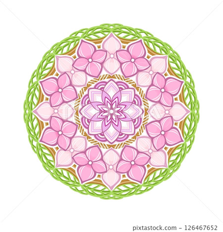 Pink hydrangea mandala pattern 1 126467652