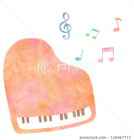 鋼琴音樂水彩樂器插畫 鋼琴音樂水彩樂器插畫 126467715