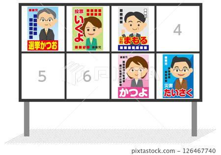 貼有選舉海報的街頭海報板插圖 126467740