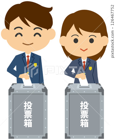 男女高中生在選舉中投票的插圖 126467752