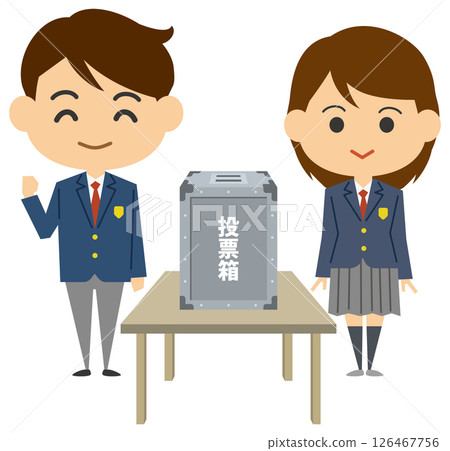 男女高中生在選舉中投票的插圖 男女高中生在選舉中投票的插圖 126467756
