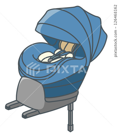 Illustration of a rotating child seat (ISOFIX) with sunshade Illustration of a rotating child seat (ISOFIX) with sunshade 126468162