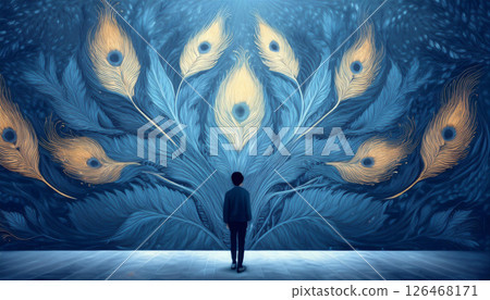 Alone in a blue world: AI-generated material 126468171