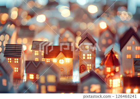 Beautiful wooden streetscape (3D illustration) -3 126468241