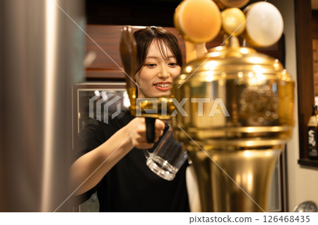 Female staff working at a restaurant 126468435