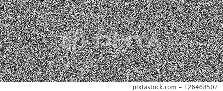 Black random noise texture. Rough grain snow overlay background. Abstract grunge grit dot wallpaper. Distressed gritty dust backdrop with speckles, particles, drops, specks, flecks. Vector 126468502