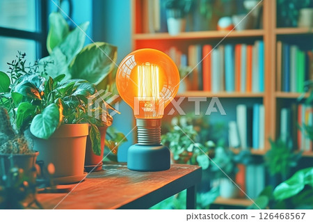 室內有燈泡和植物 126468567