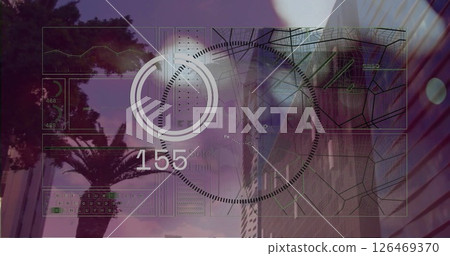 Image of financial data processing over city Image of financial data processing over city 126469370