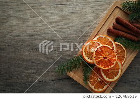 Dried orange, concept of delicious dried fruit Dried orange, concept of delicious dried fruit 126469519