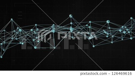 Network of connections and data processing image over financial charts 126469616