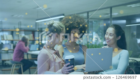 Image of network of connections over diverse businesspeople in office 126469697