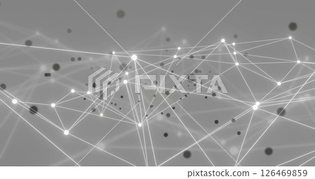 Image of white and black communication networks moving on grey background Image of white and black communication networks moving on grey background 126469859
