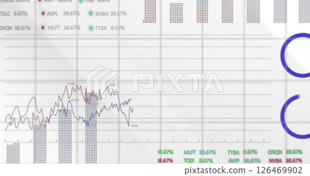 Image of data processing and diagrams on white background 126469902