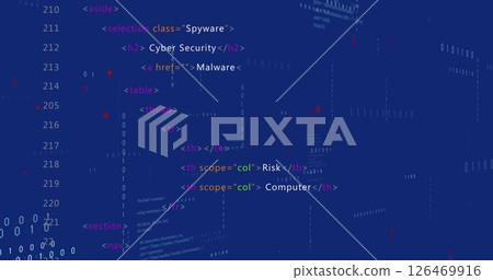 Image of digital data processing over blue background 126469916