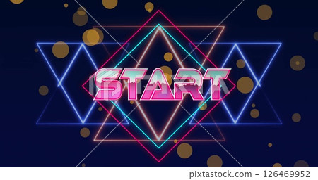 Image of start text over neon pattern background 126469952