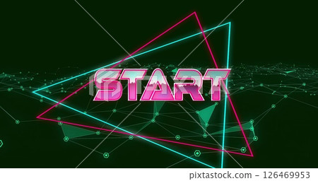 Image of start text over neon pattern background 126469953