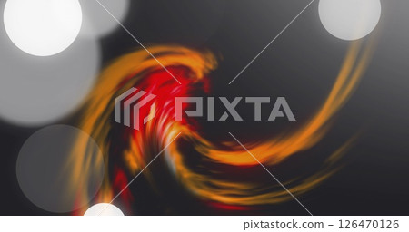 Image of glowing light spots and light trials moving over black background Image of glowing light spots and light trials moving over black background 126470126