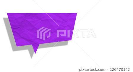 Purple speech bubble crumpled paper isolated on transparent background 126470142