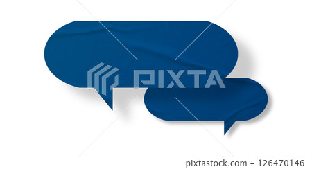 Blue speech bubble crumpled paper isolated on transparent background 126470146