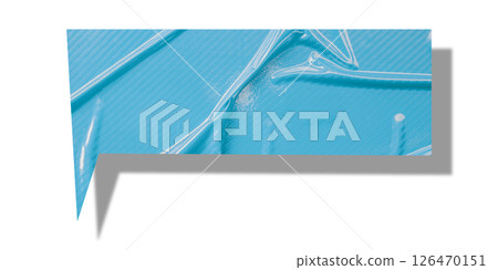 Light blue speech bubble crumpled paper isolated on transparent background 126470151
