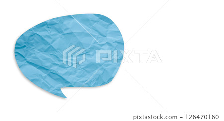 Light blue speech bubble crumpled paper isolated on transparent background 126470160
