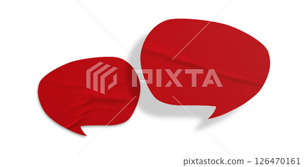 Red speech bubble crumpled paper isolated on transparent background Red speech bubble crumpled paper isolated on transparent background 126470161