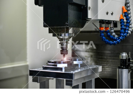 CNC lathe milling machine cutting featuring high precision the metal part , The hi-technology parts manufacturing CNC lathe milling machine cutting featuring high precision the metal part , The hi-technology parts manufacturing 126470496